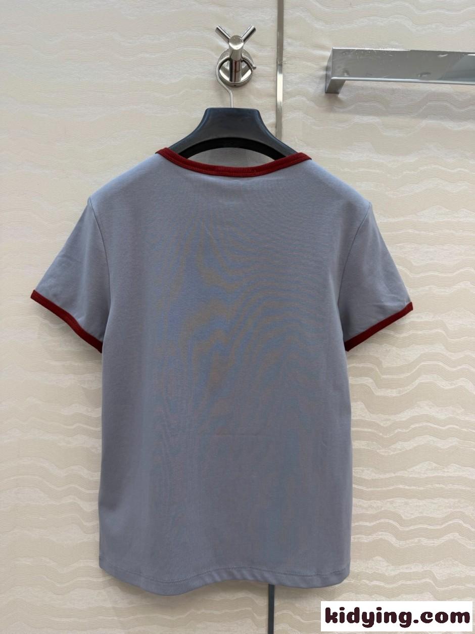 カジュアル 配色 半袖Tシャツ クルーネック プラダ Tシャツ 偽物-3