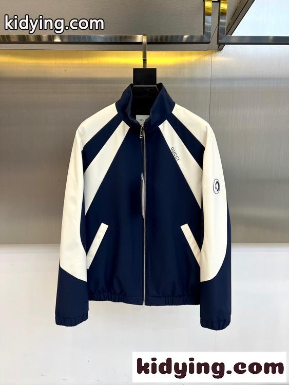 カジュアル 配色 トラックジャケット グッチ ジャケット コピー ブルー-0