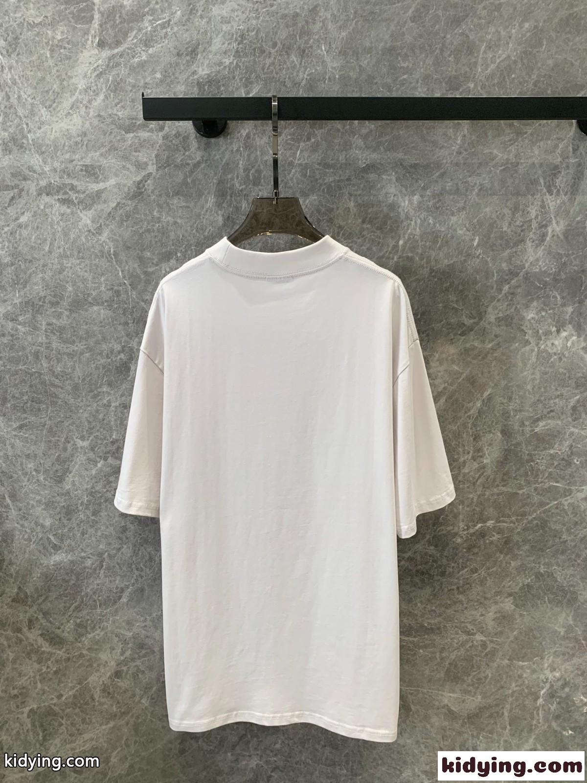 カジュアル プリント オーバーサイズ 半袖Tシャツ バレンシアガ Tシャツ コピー ホワイト-0