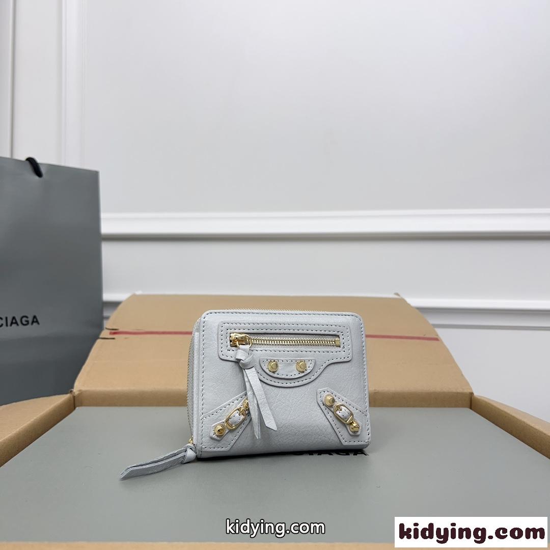 上品 高級感 コンパクトウォレット バレンシアガ 財布 コピー 二つ折り財布 グレー-0