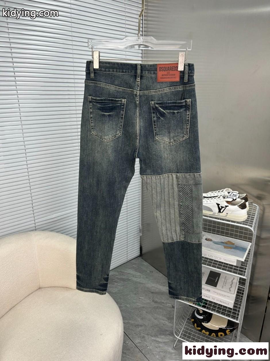注目される パッチワーク デニムパンツ ディースクエアード ジーンズ 偽物-2
