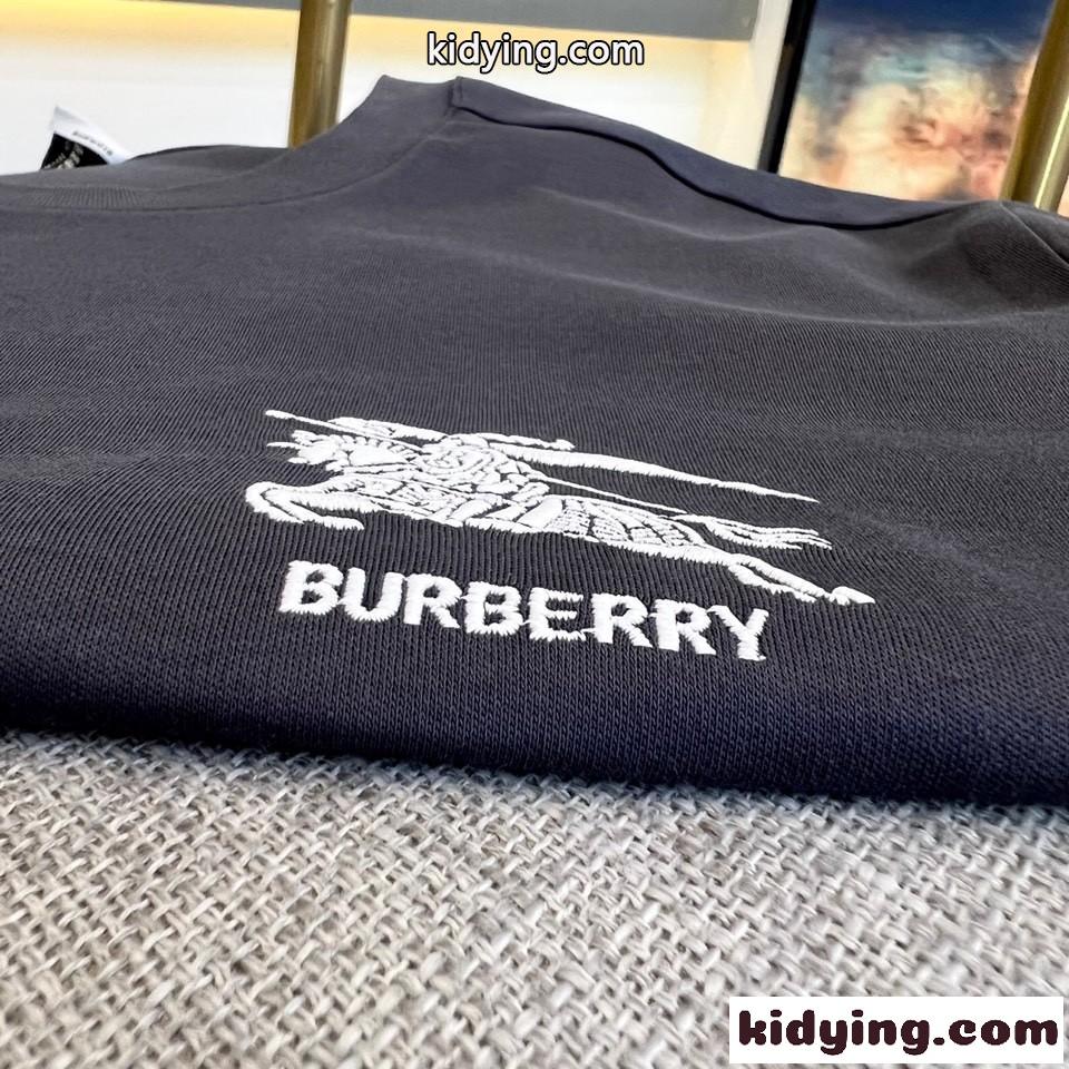 大人気 ロゴ コットン クルーネック 半袖Tシャツ バーバリー Tシャツ コピー グレー-3