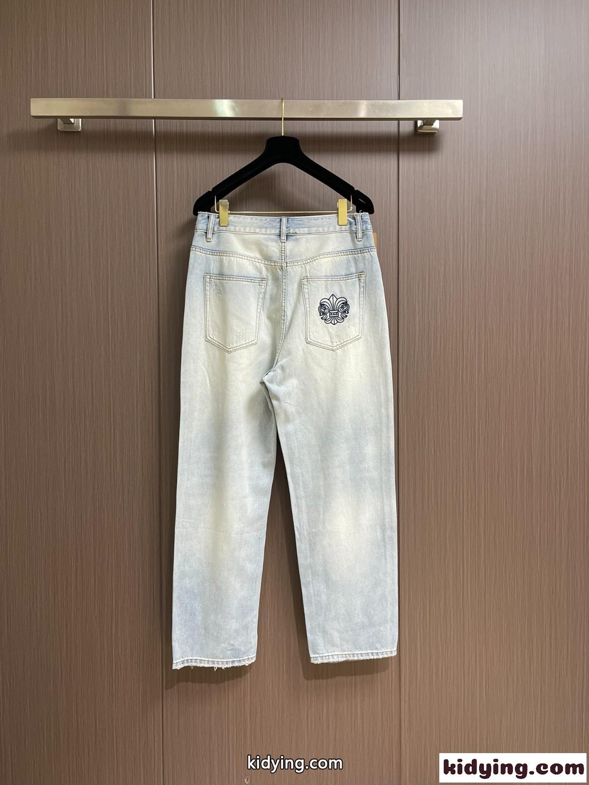 ダメージ加工 ストレッチ デニムパンツ クロムハーツ ジーンズ コピー メンズ-0