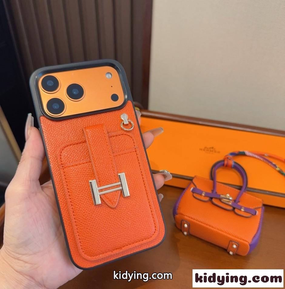 Hバックル レザー iPhoneケース エルメス アイフォンケース 偽物 カード収納-0