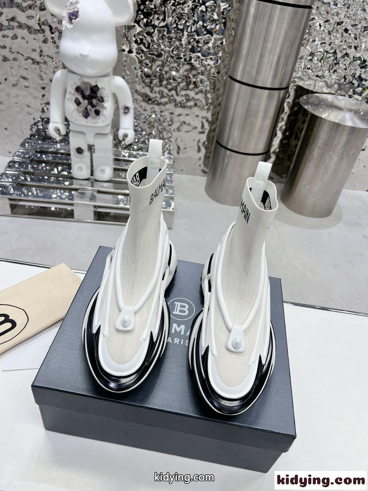 Unicorn メッシュ＆レザー ハイカットスニーカー バルマン スニーカー スーパーコピー-2