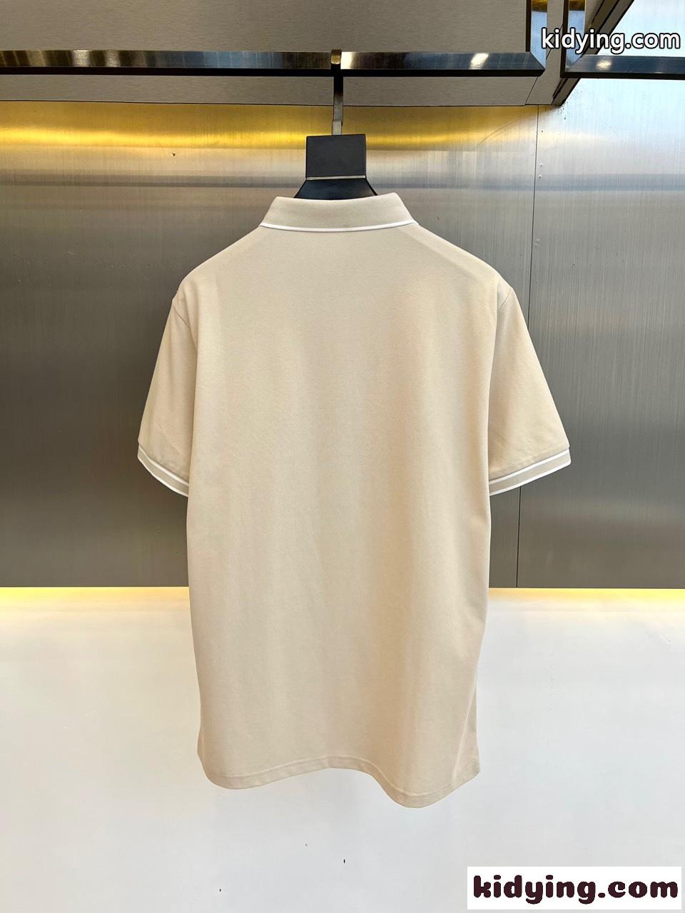 カジュアル コットン 半袖ポロシャツ エルメネジルド・ゼニア Tシャツ コピー ベージュ-3