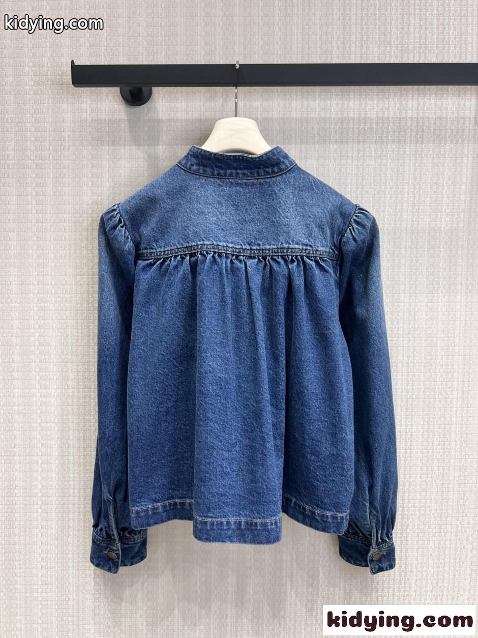 デニム製ハイネック ギャザージャケット クロエ ジャケット コピー ブルゾン-1