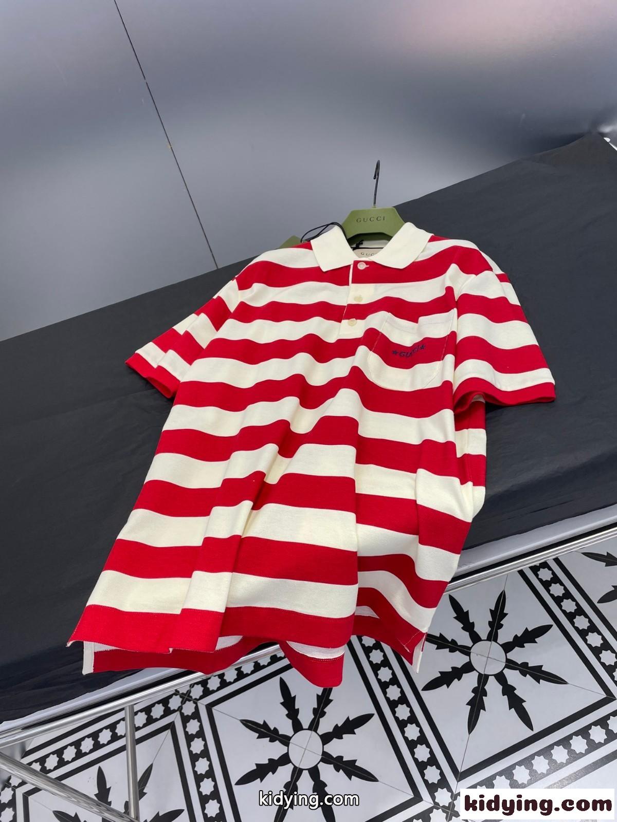 定番 人気 ボーダー柄 ポロシャツ グッチ 半袖Tシャツ コピー カジュアル おしゃれ コットン 着心地いい-2
