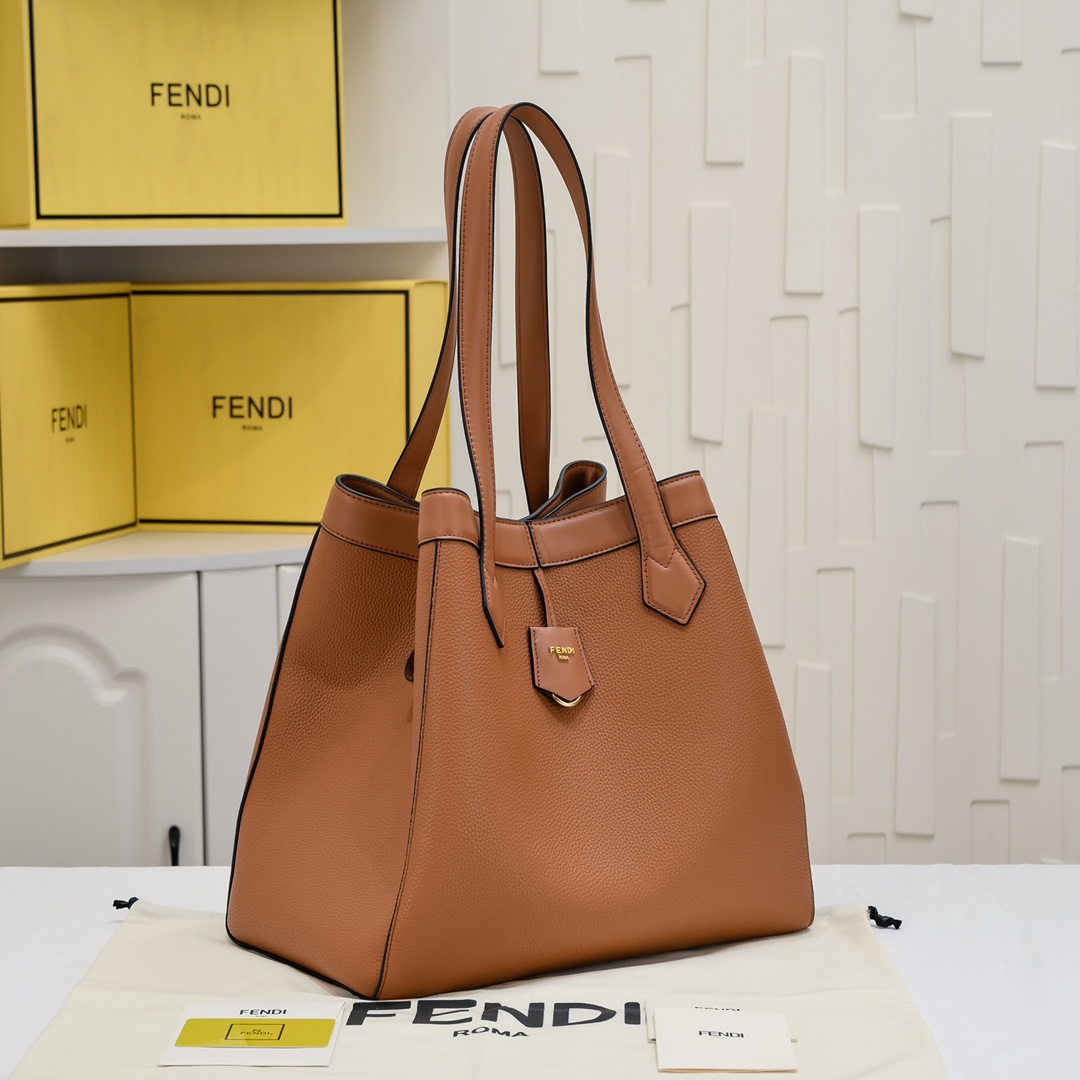フェンディ バッグ コピー Fendi Origami ラージ 変形バッグ ブラウンレザー-2