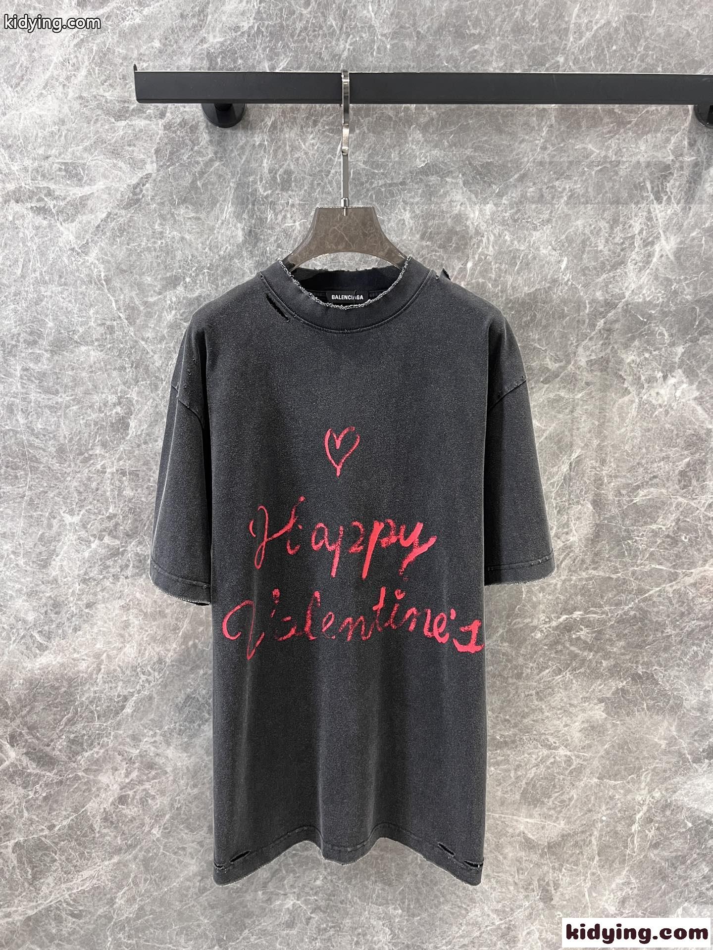 プリント入り オーバーサイズ 半袖Tシャツ バレンシアガ Tシャツ コピー ブラック-0