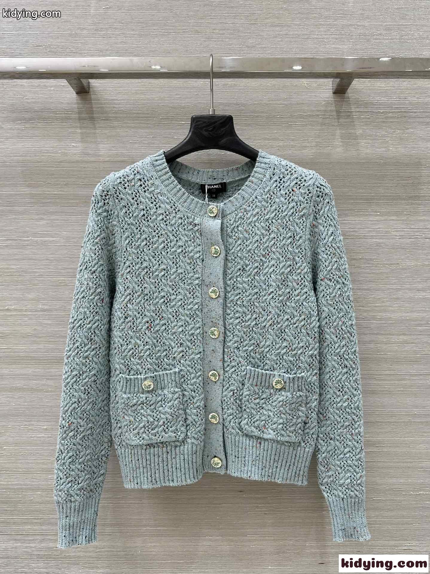 爽やか クルーネック カーディガン シャネル ニット コピー ピンク-1