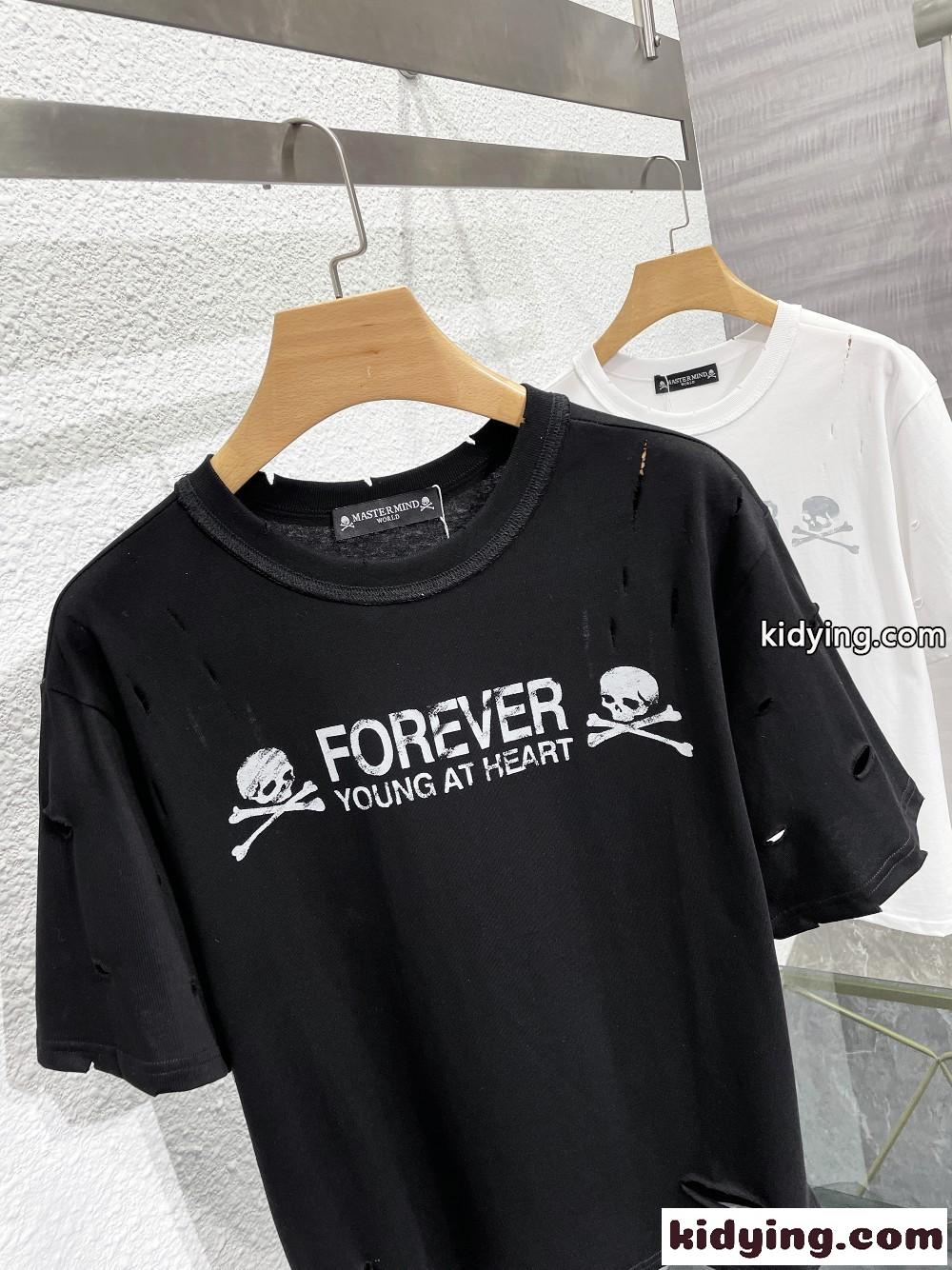 目を引く 個性的 ダメージ加工 プリント カジュアル マスターマインド・ジャパン 半袖Tシャツ コピー ファッション-0