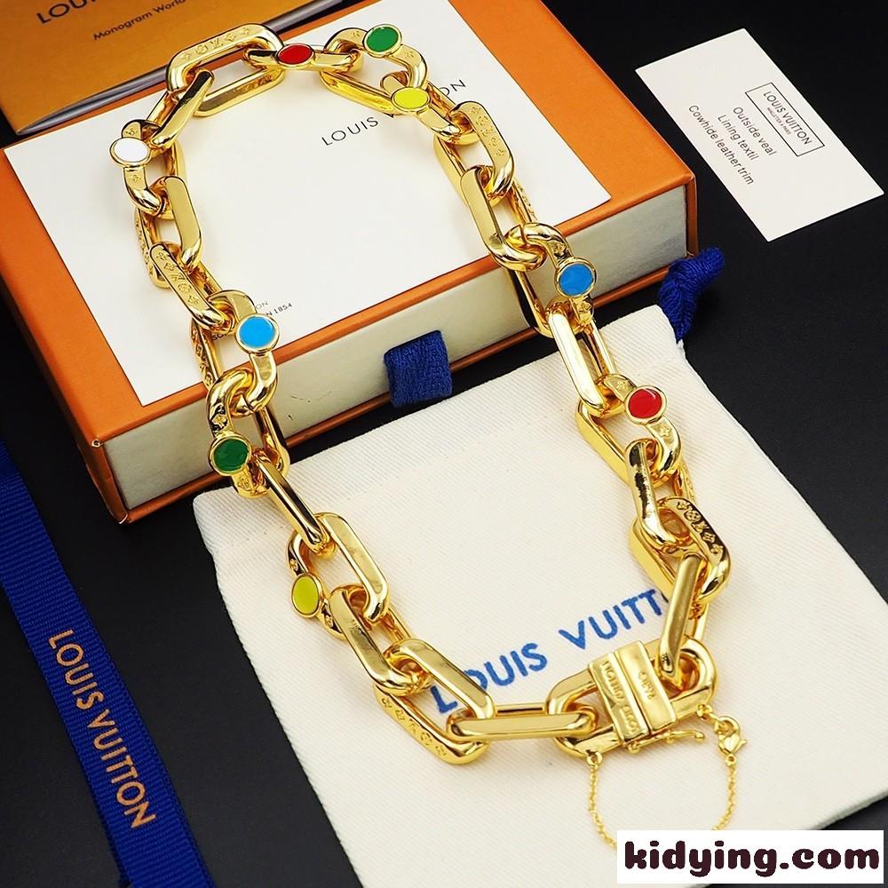 LV × YK 草間彌生 コラボ ゴールド チェーン ネックレス ルイ・ヴィトン ネックレス コピー-2