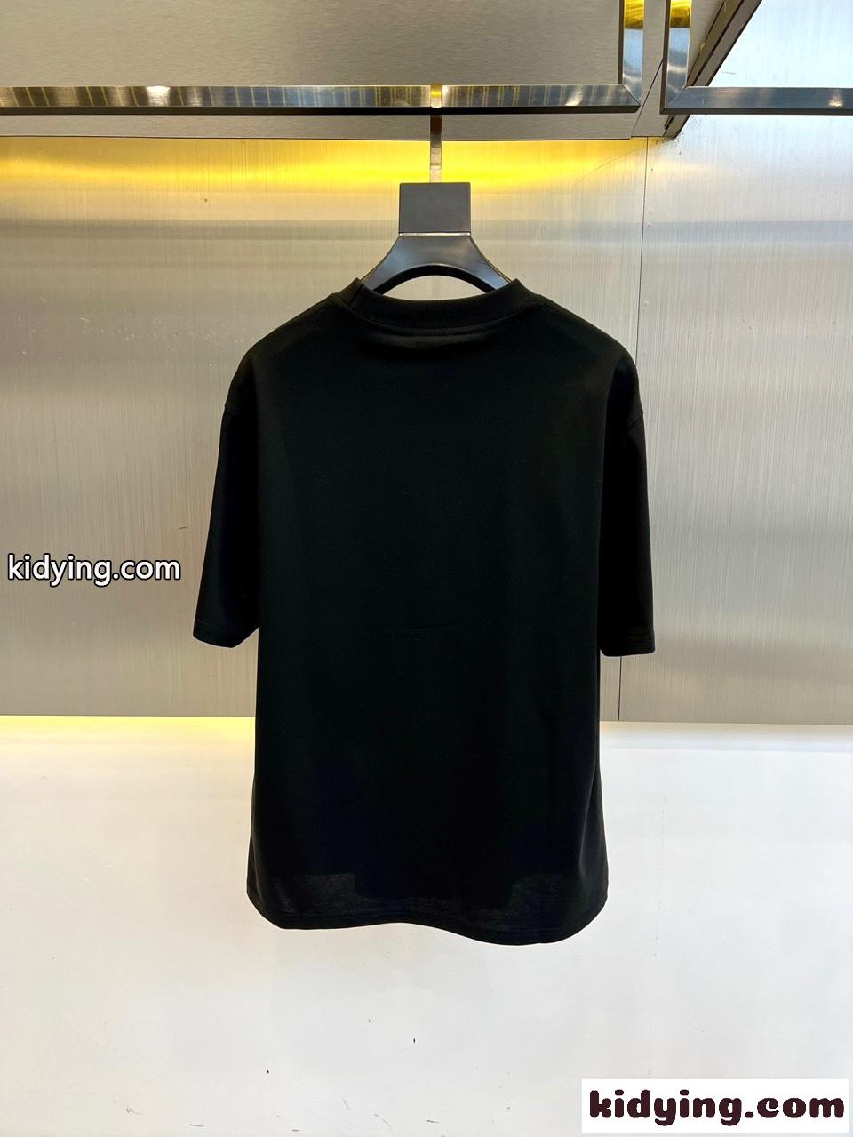 おしゃれ ロゴ入り 半袖Tシャツ バーバリー Tシャツ 偽物 クルーネック ブラック-3