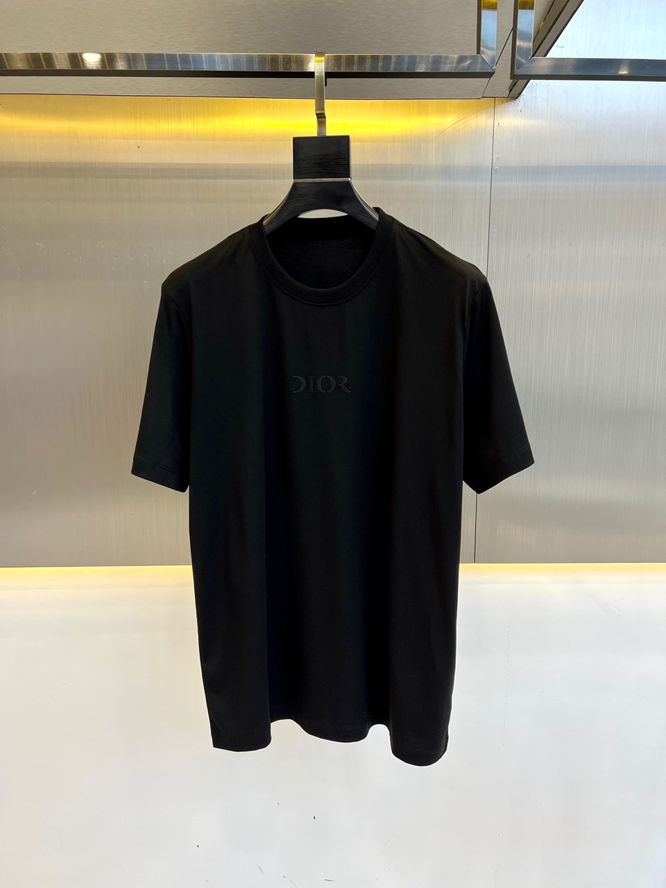 シンプル ロゴ入り クルーネック クリスチャン・ディオール 半袖Tシャツ コピー ブラック-0