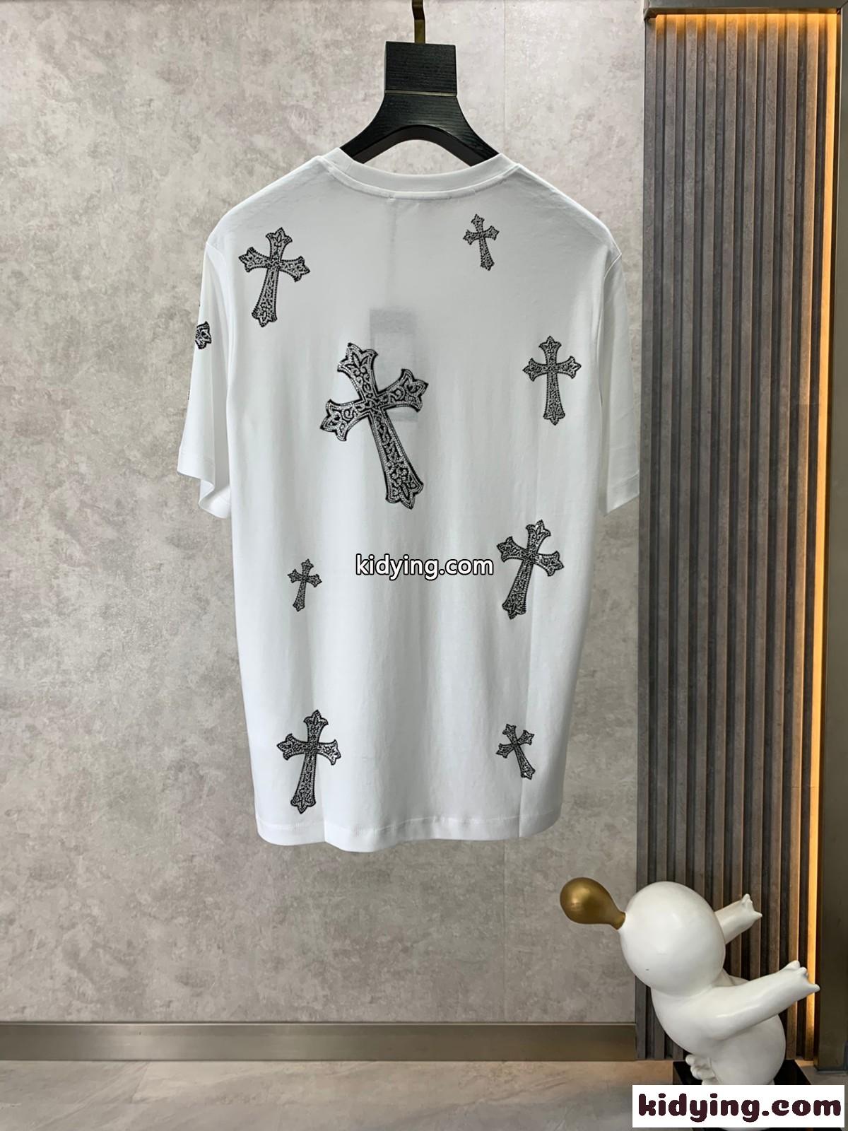 ユニセックス ファッション クルーネック 半袖Tシャツ クロムハーツ Tシャツ コピー-1