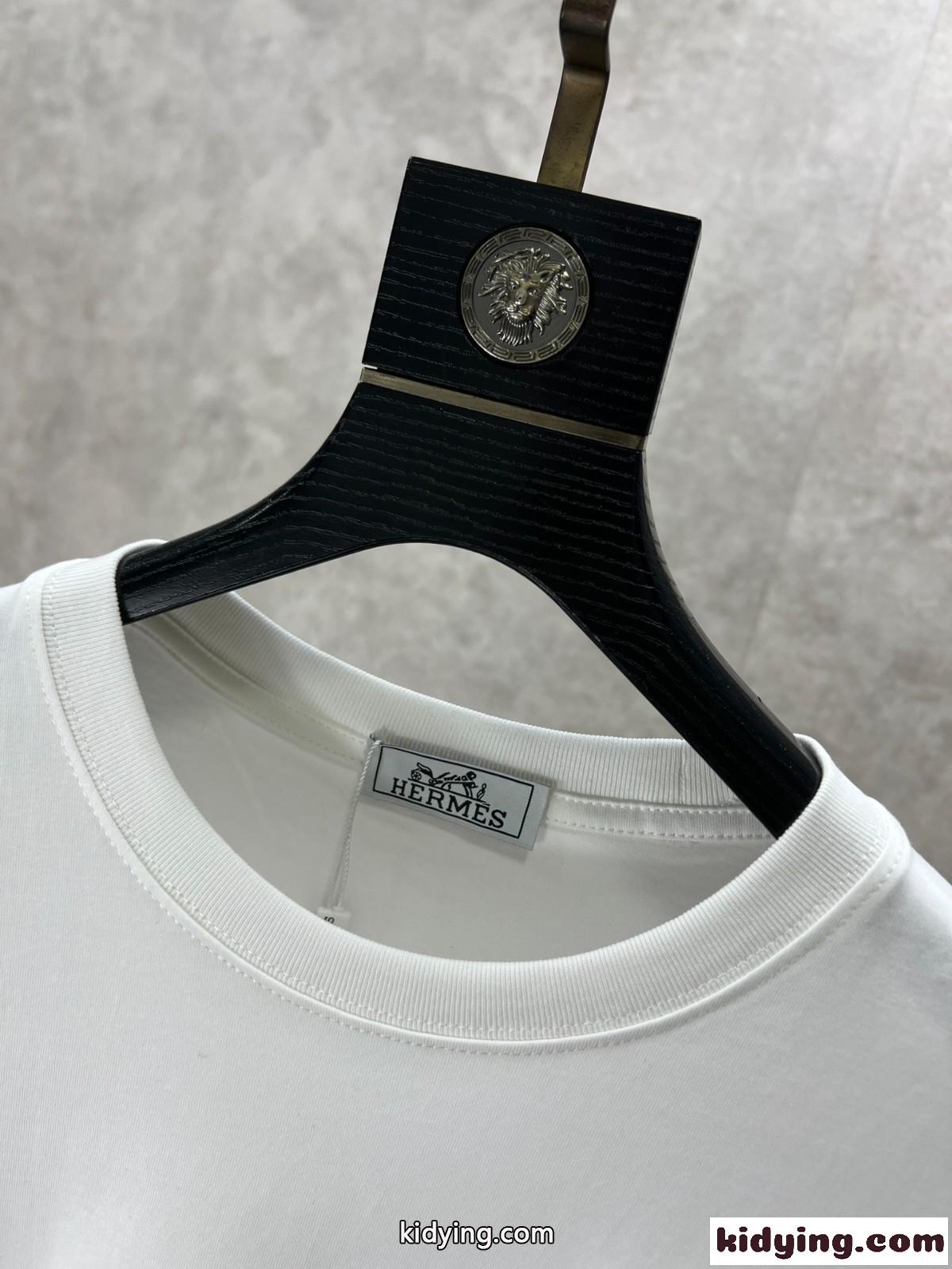 シンプル Hパッチ エルメス Tシャツ コピー クルーネック 半袖Tシャツ ホワイト-2