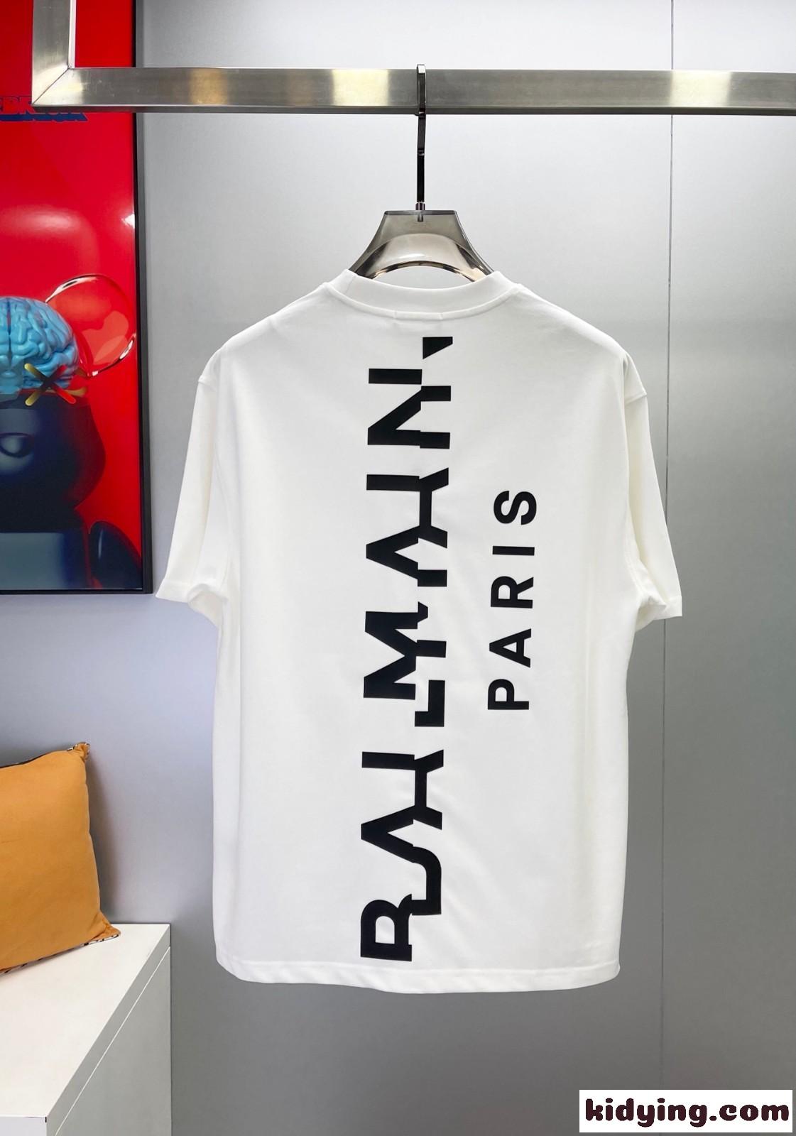 カジュアル おしゃれ バルマン Tシャツ コピー 半袖 クルーネック コットン トップス-3