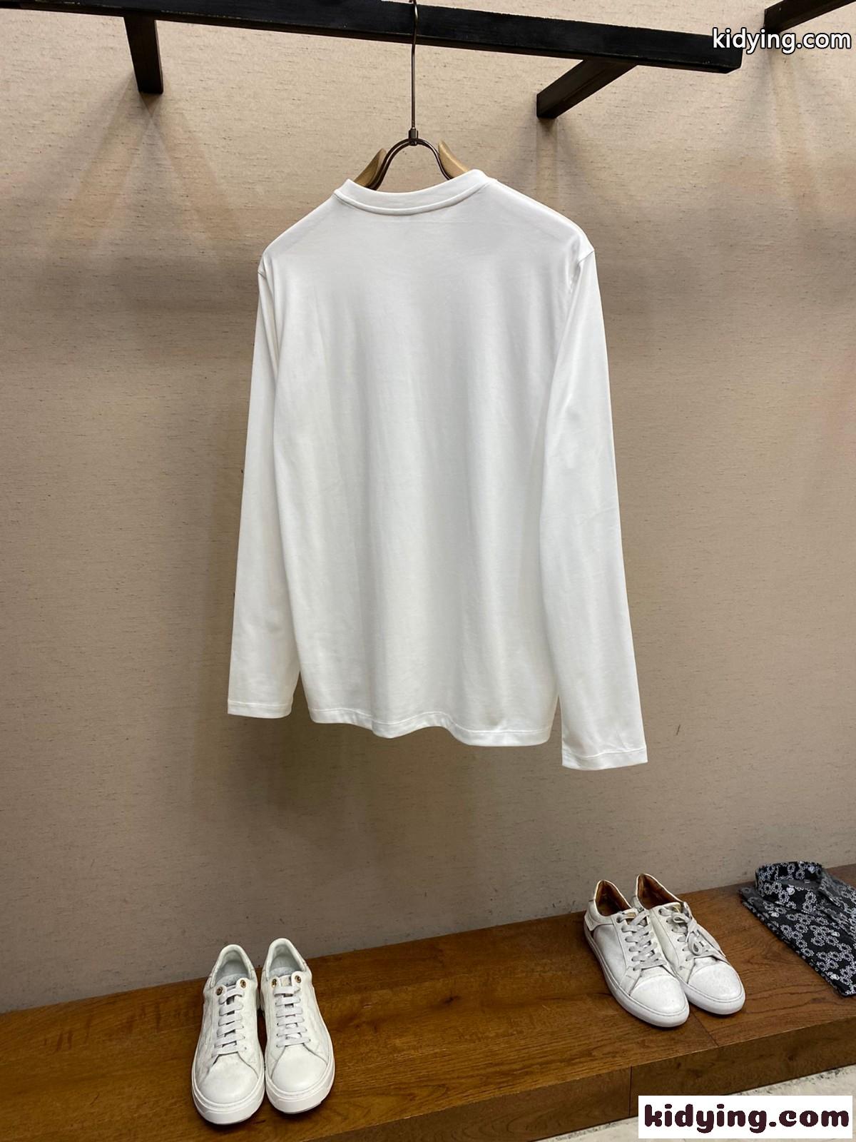 シンプル おしゃれ アナグラム ハート ロエベ Tシャツ コピー クルーネック 長袖Tシャツ-2