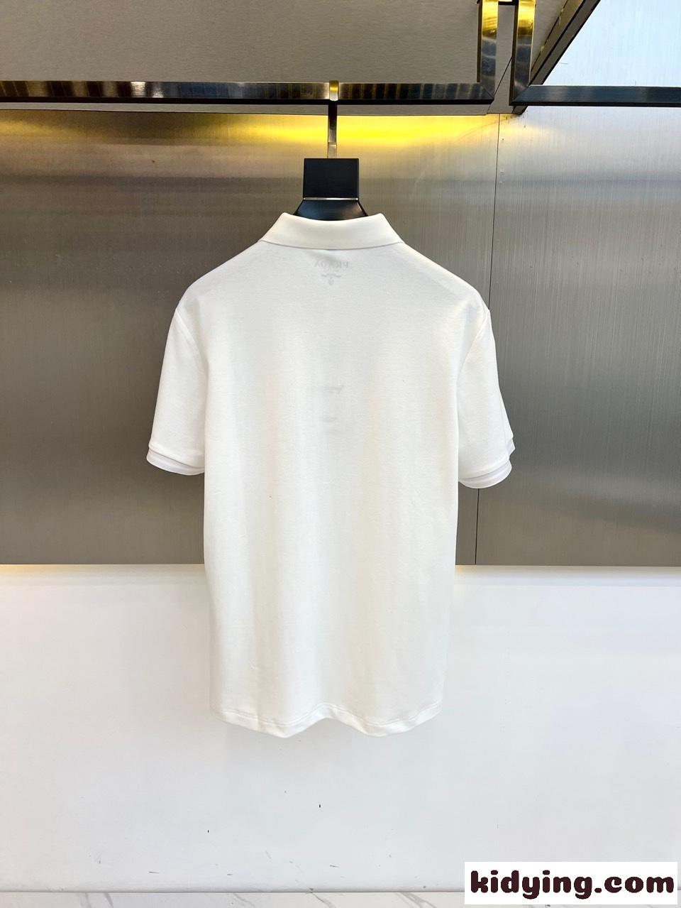 洗練された カジュアル 半袖 ポロシャツ プラダ Tシャツ コピー ホワイト-3