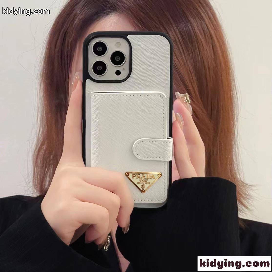 プラダ スマホケース コピー シンプル 上品 カード収納 アイフォンケース-4