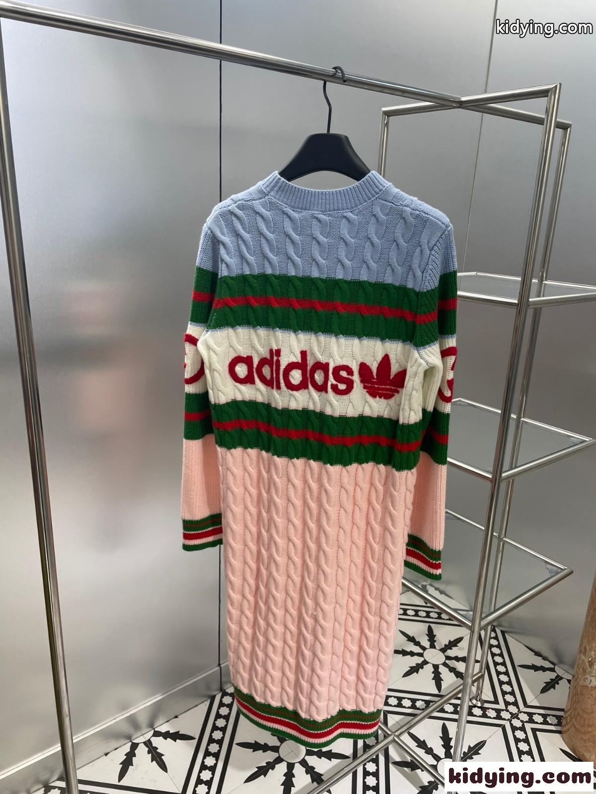 adidas x Gucci ウール ニット ドレス グッチ ワンピース コピー 長袖 クルーネック-1
