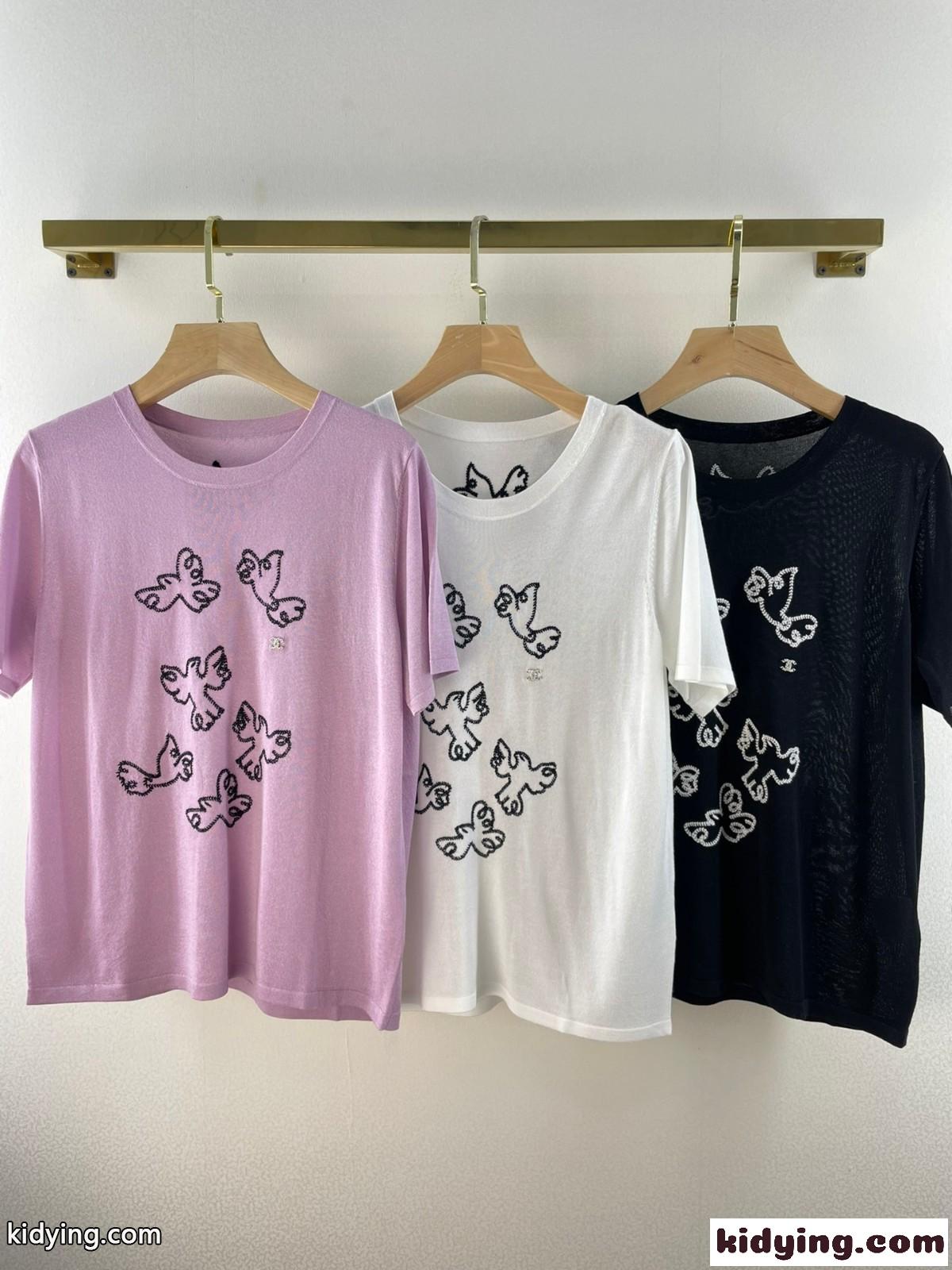 3色あり レディース 可愛い ゆったり クルーネック シャネル tシャツ コピー 半袖 カジュアル カットソー-1