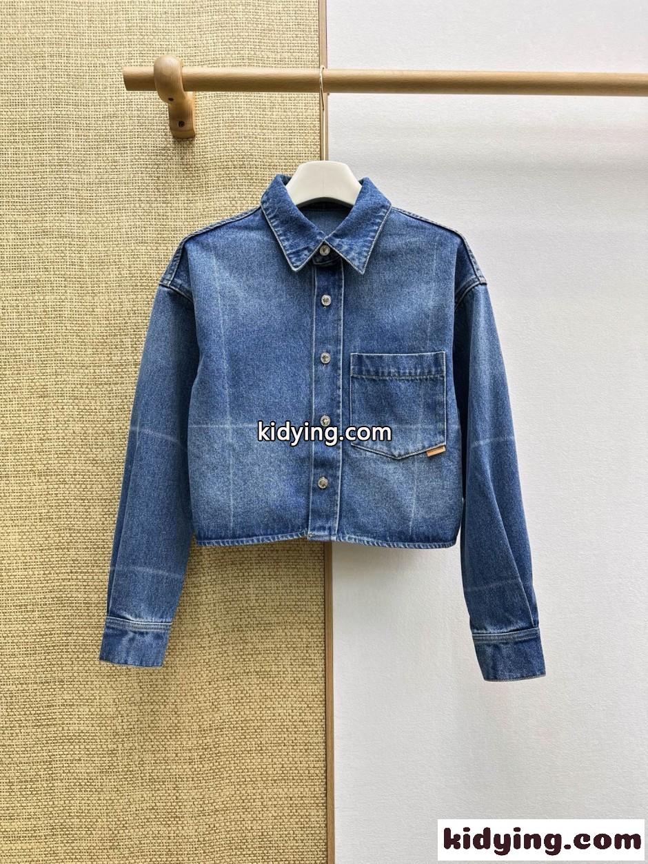 洗練された クロップド デニムシャツジャケット アレキサンダーワング シャツ コピー ブルー-0