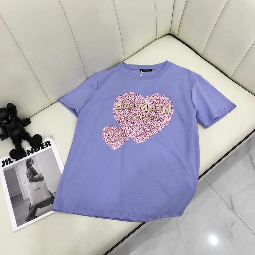 可愛い プリント 4色あり クルーネック 柔らかい 快適 バルマン 半袖Tシャツ コピー カジュアル おしゃれ-4