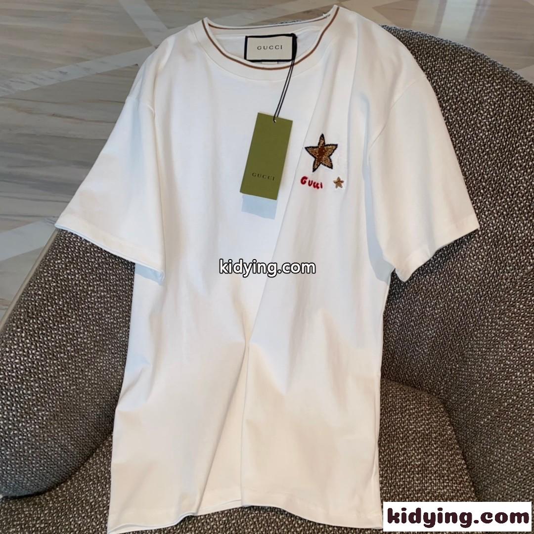 カジュアル ゆったり コットン グッチ 半袖Tシャツ コピー 春夏 新作 クルーネック おしゃれ トップス-2