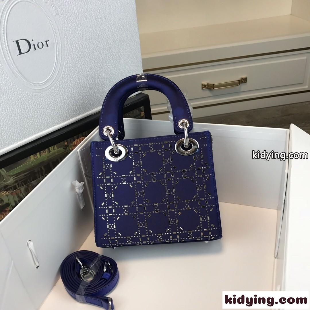 クリスチャン・ディオール バッグ コピー 大人気 LADY DIOR カナージュ サテン ミニバッグ ブルー-0