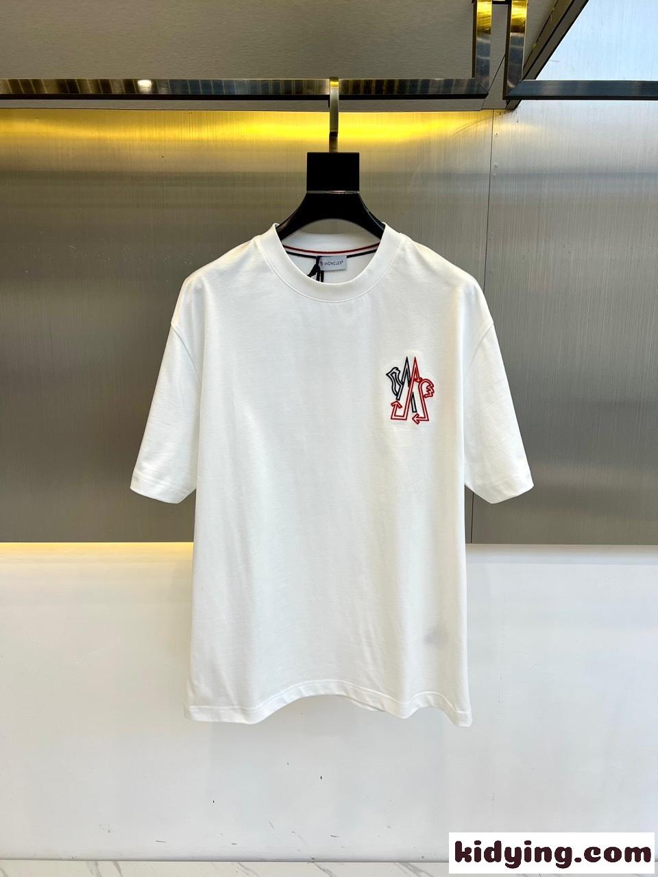 モンクレール Tシャツ コピー カジュアル 刺繍入り コットン 半袖Tシャツ ホワイト-0