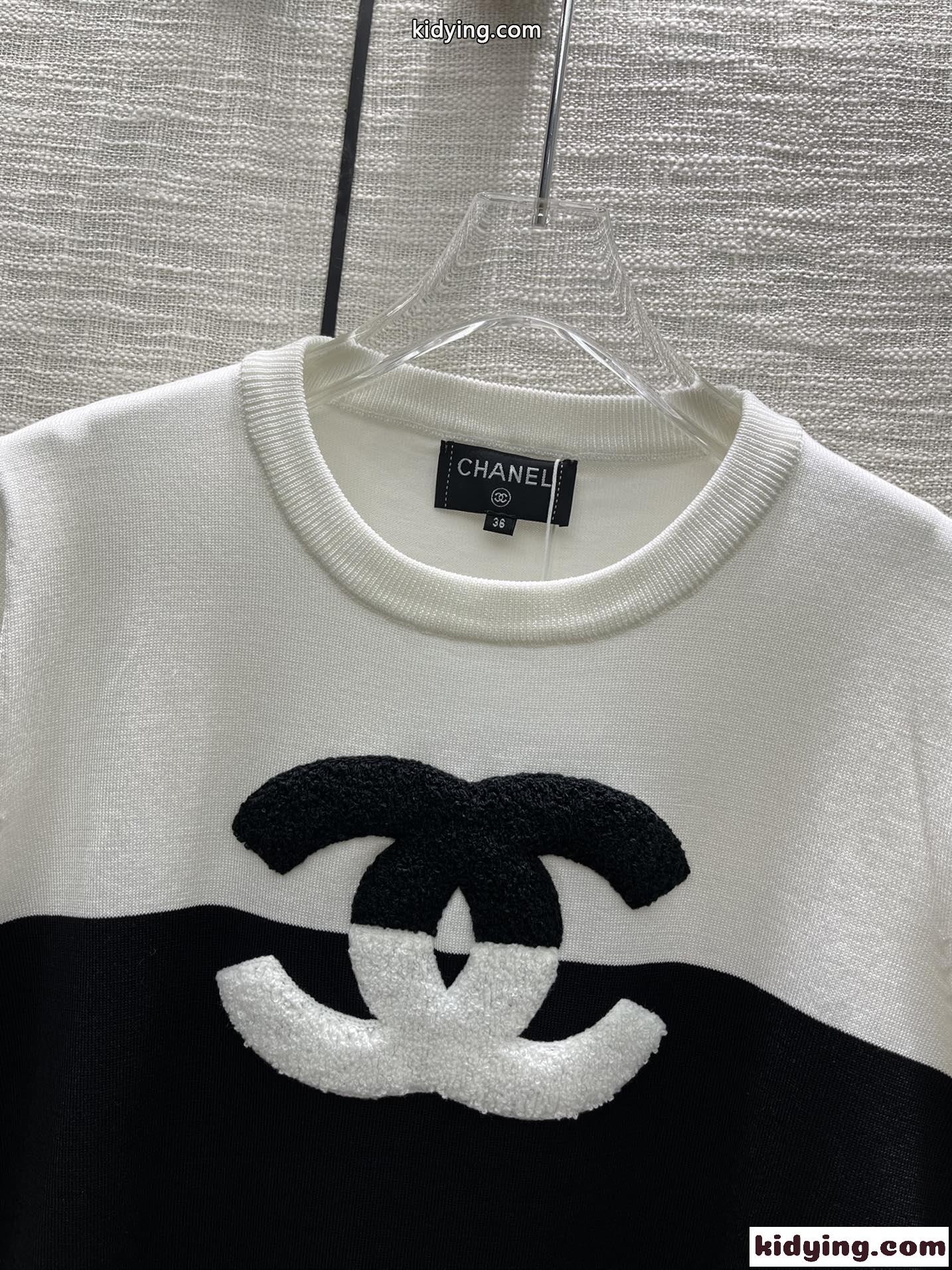 優しい肌触り 快適 シャネル tシャツ コピー 半袖 カットソー おしゃれ フェミニン バイカラー トップス-3