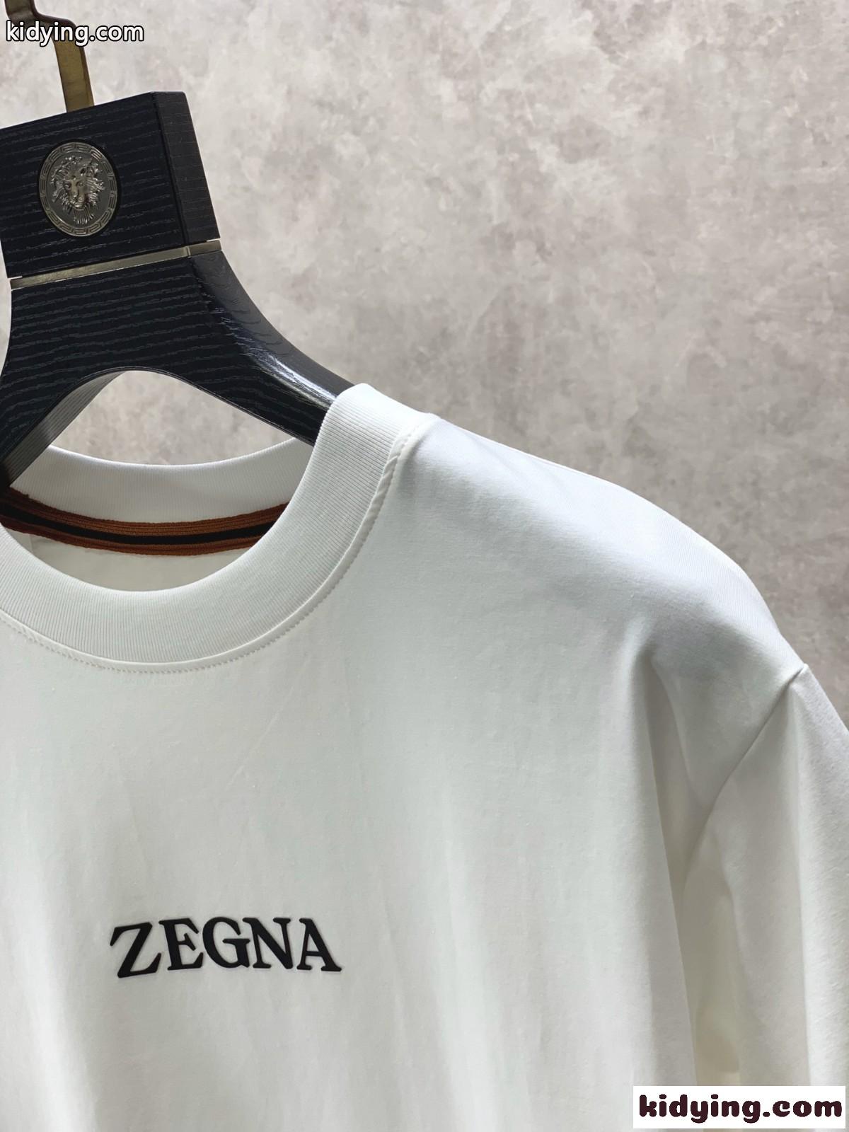 ベーシック シンプル ロゴ クルーネック 半袖Tシャツ エルメネジルド・ゼニア Tシャツ コピー ホワイト-1