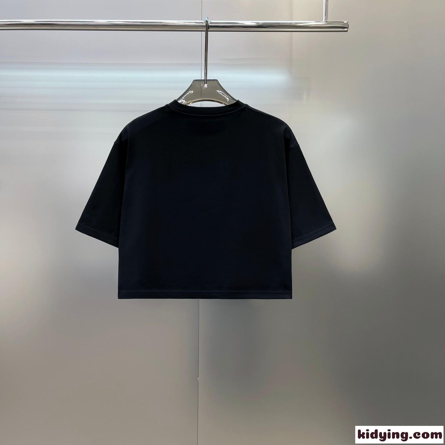 ロゴ刺繍 クロップドTシャツ バルマン Tシャツ コピー コットン 半袖 トップス-1