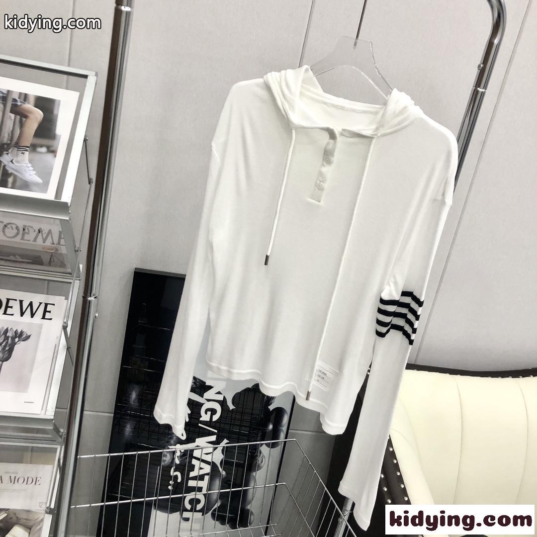 春夏 定番 人気 日焼け止め トムブラウン tシャツ コピー 長袖 フード付き 薄手 透け感 トップス-0
