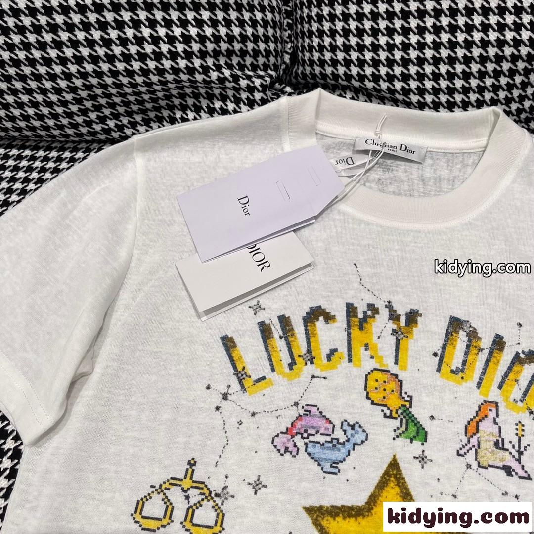 LUCKY DIOR おしゃれ 定番 クルーネック クリスチャン・ディオール Tシャツ コピー 半袖 トップス-2