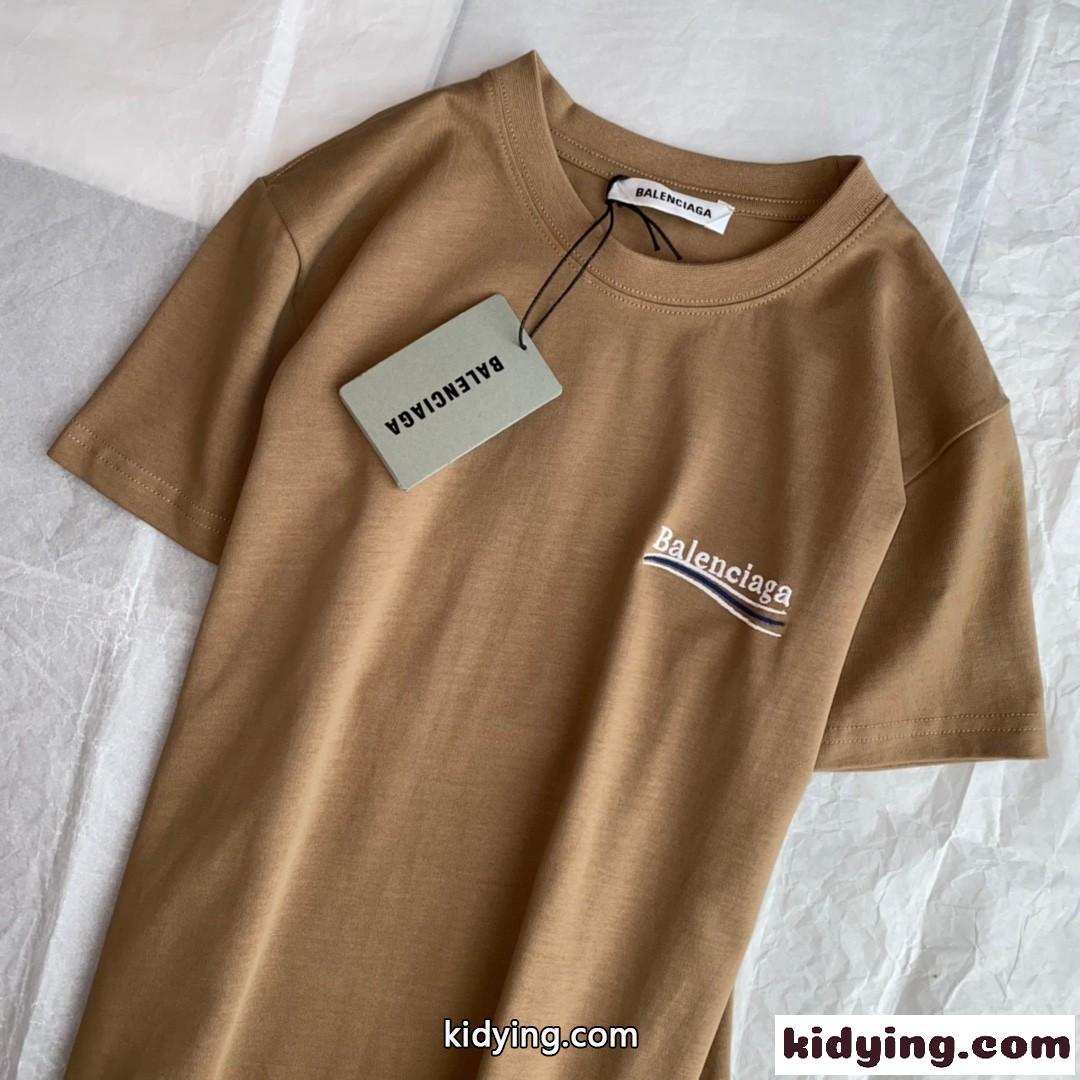 春夏 定番 人気 クルーネック コットン 快適 バレンシアガ 半袖tシャツ コピー ロゴ 刺繍 トップス レディース-1