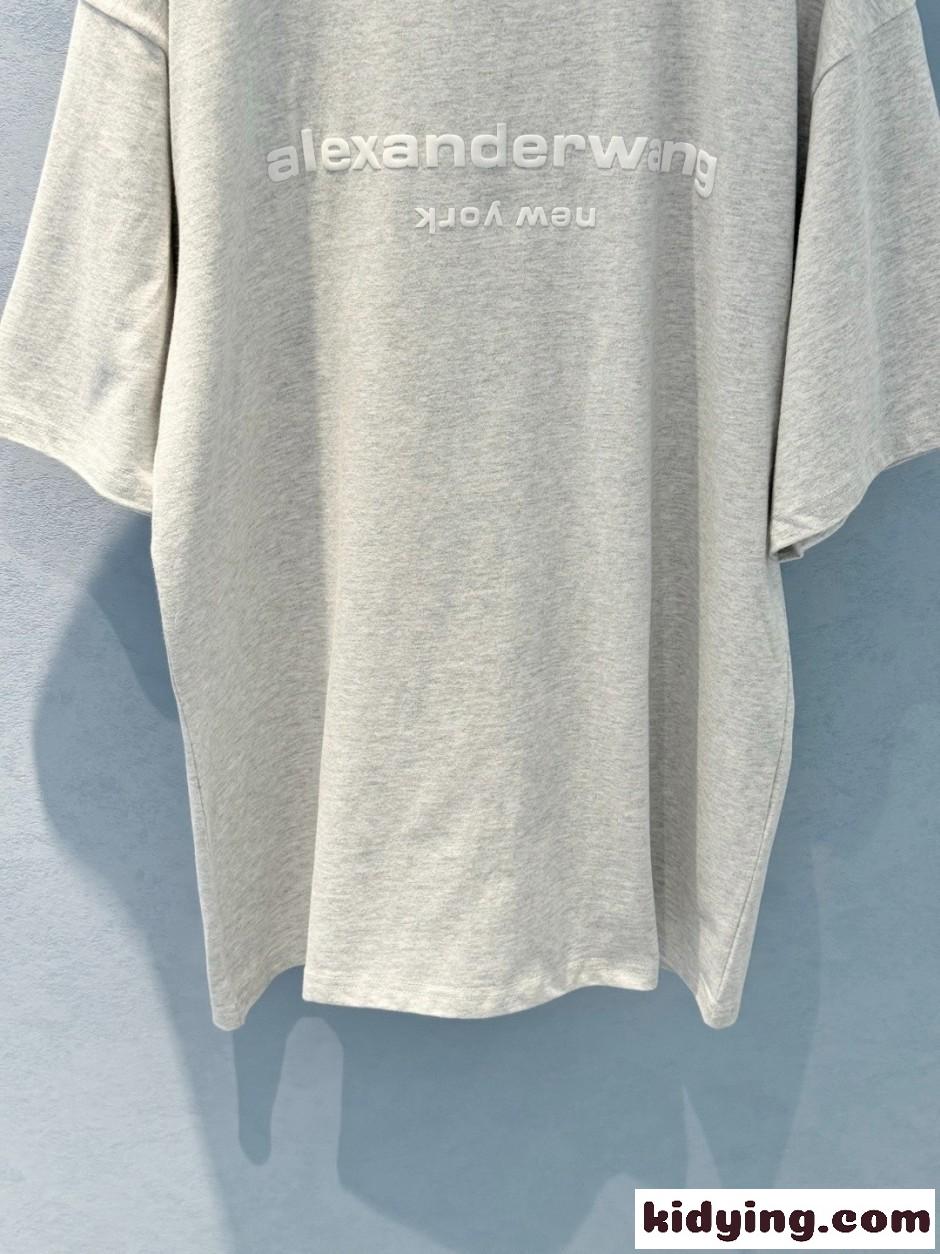 ユニセックス ロゴ 半袖Tシャツ アレキサンダーワング Tシャツ 偽物 グレー-4