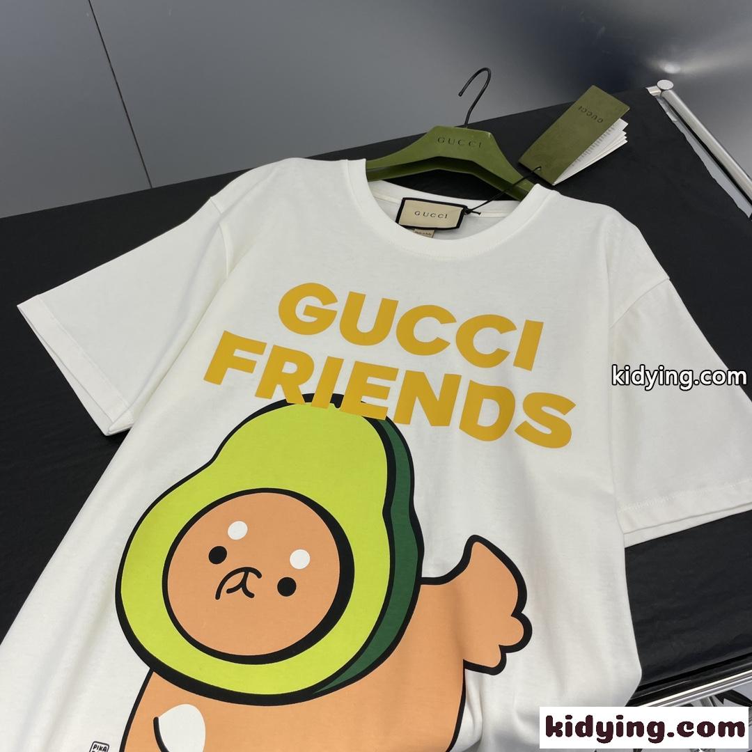 Gucci Friends プリント コットンTシャツ グッチ Tシャツ コピー ユニセックス-3
