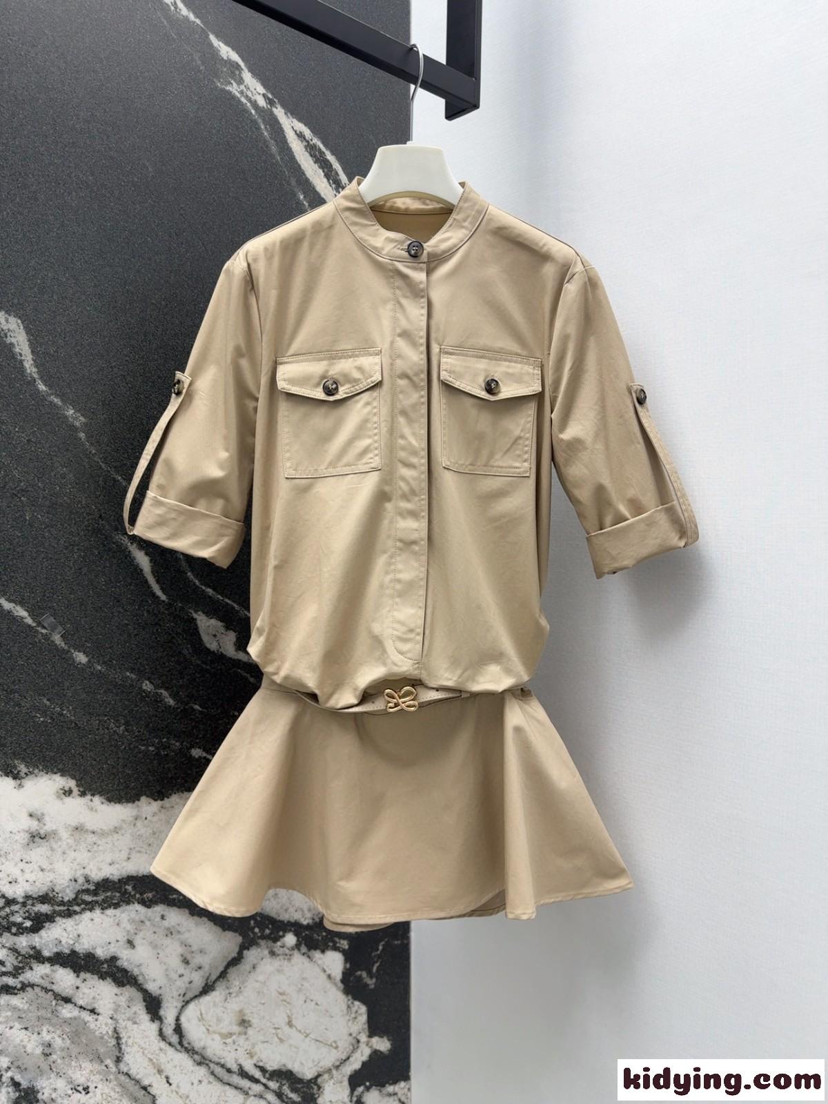 おしゃれ ロエベ ワンピース コピー コットン ミニドレス ベージュ-2