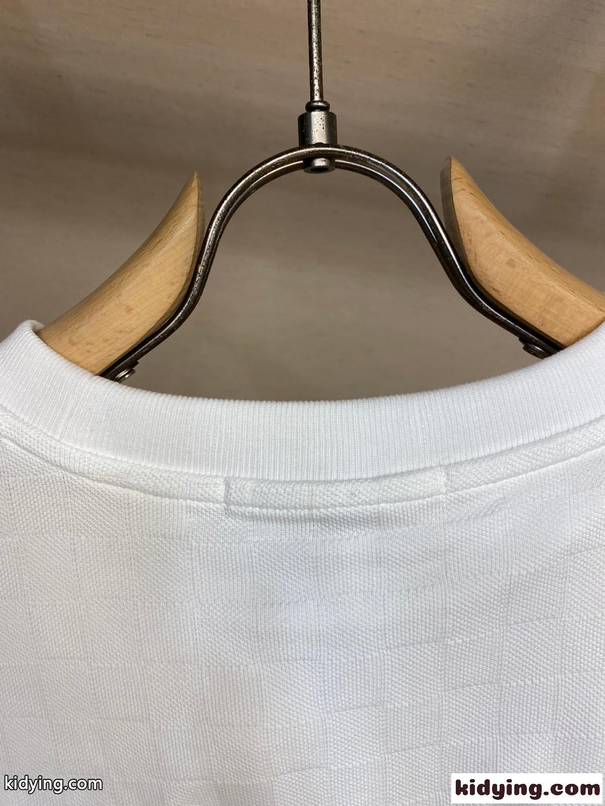 ダミエ クルーネック Tシャツ ルイ・ヴィトン 半袖Tシャツ コピー ホワイト-4