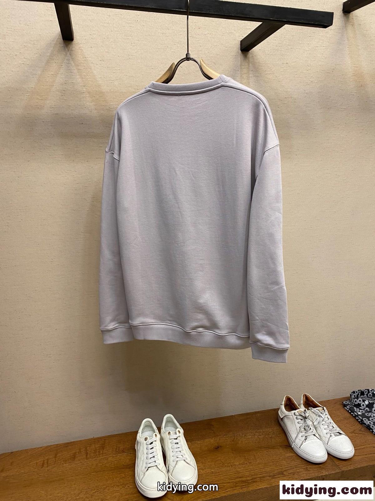 定番 ロゴ入り スウェットシャツ ロエベ Tシャツ コピー クルーネック グレー-2