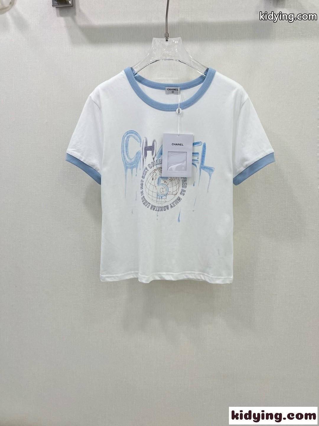 カジュアル おしゃれ コットン 半袖Tシャツ シャネル Tシャツ コピー ホワイト-0