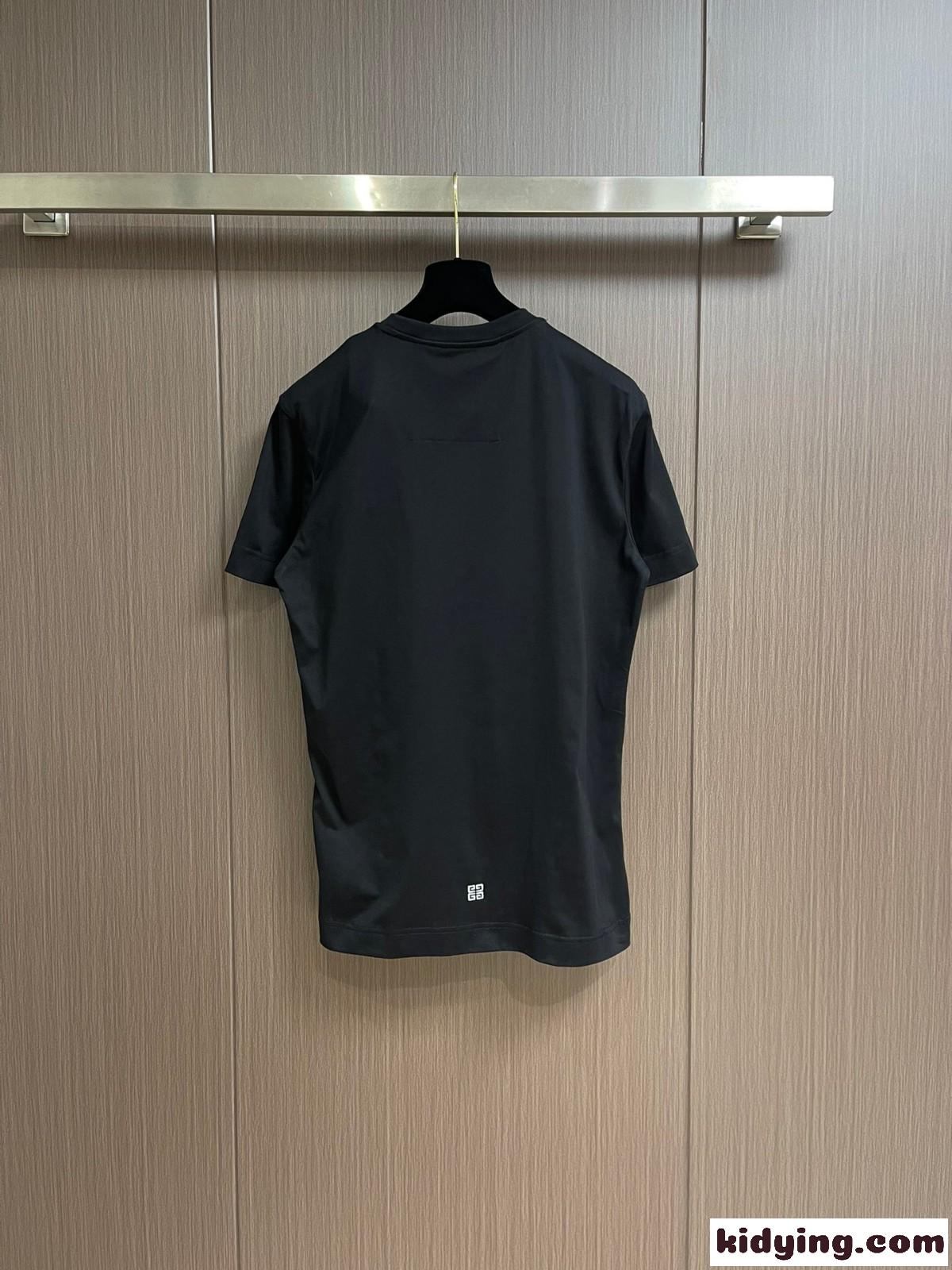 シンプル 人気 ロゴ クルーネック 半袖Tシャツ ジバンシィ Tシャツ 偽物 ブラック-1