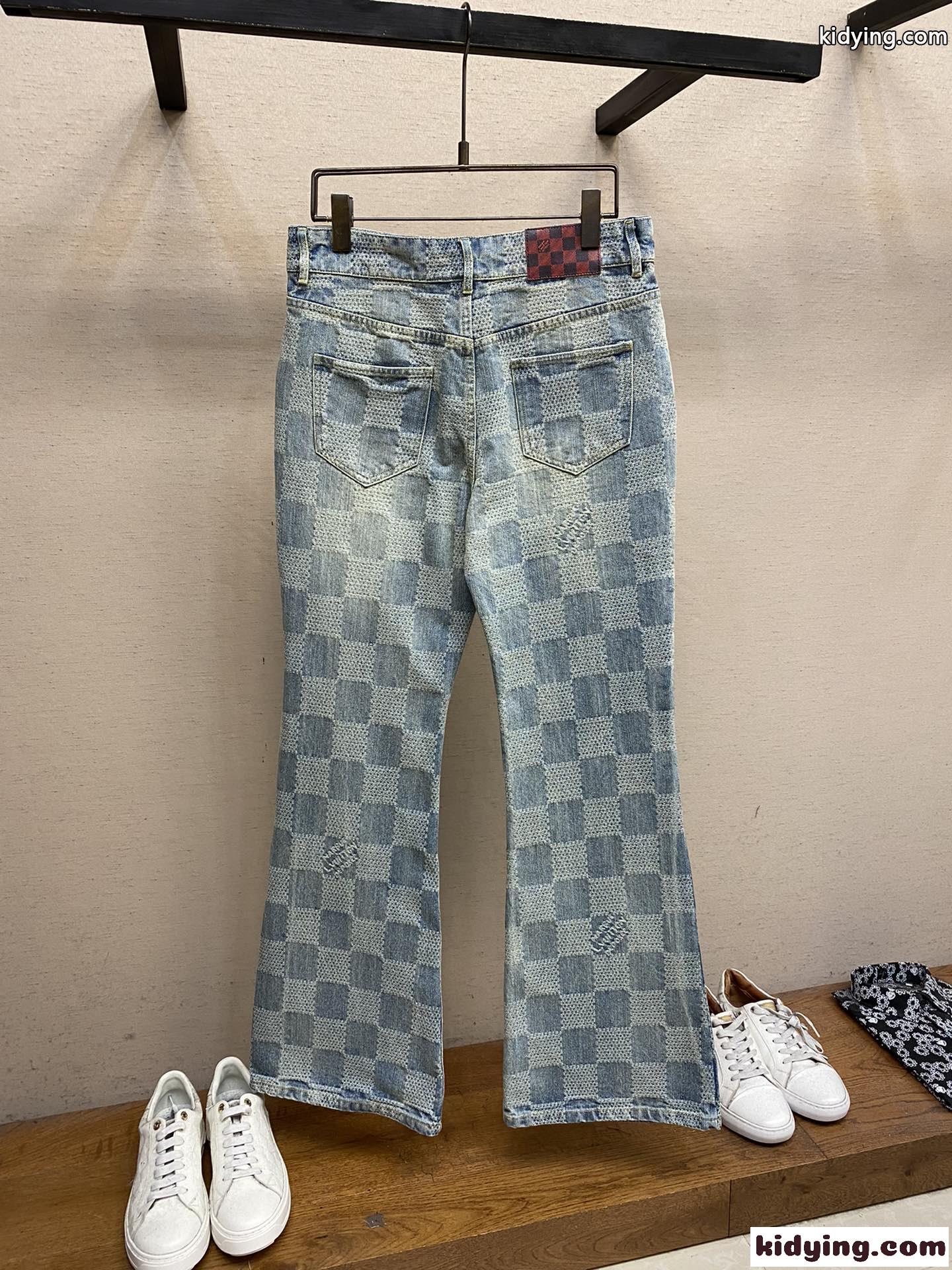 ダミエブーツカットデニムパンツ ルイ・ヴィトン ジーンズ コピー-1
