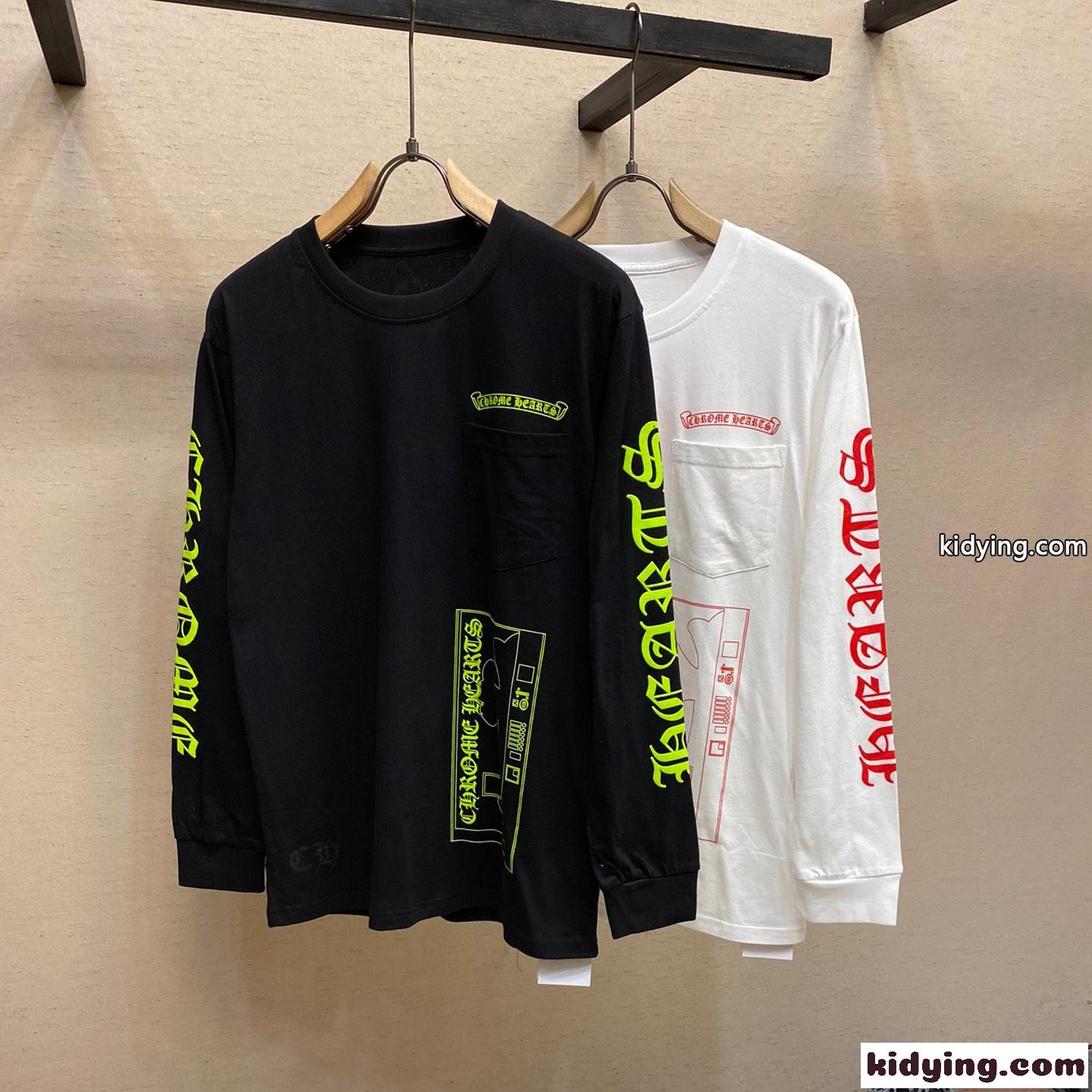 おしゃれ プリント クルーネック 長袖Tシャツ クロムハーツ Tシャツ コピー 男女兼用-0