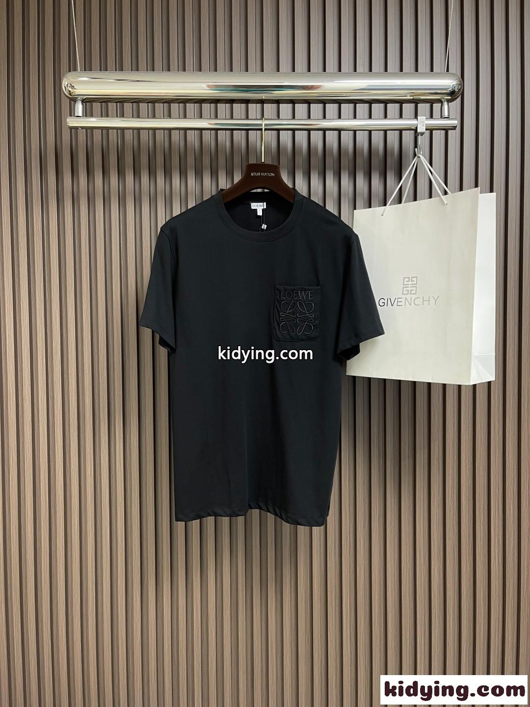 カジュアル おしゃれ クルーネック 半袖Tシャツ ロエベ Tシャツ コピー コットン ブラック-0
