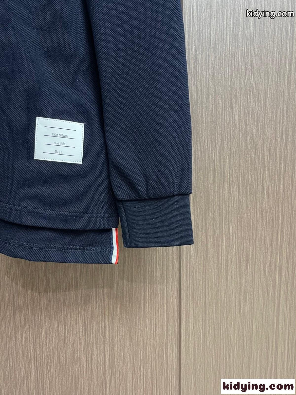 洗練された カジュアル 長袖 ポロシャツ トムブラウン Tシャツ コピー ネイビー-4