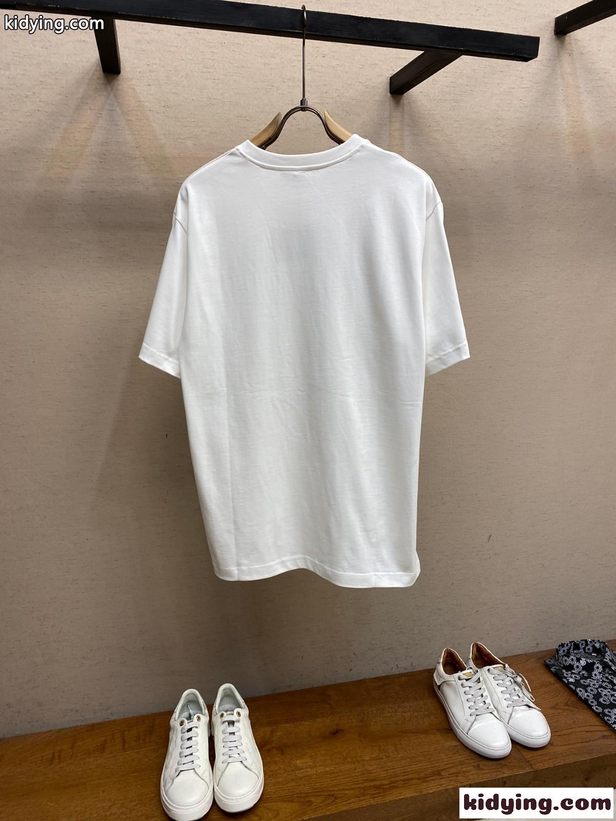 人気 カジュアル 刺繍入り 半袖Tシャツ ロエベ Tシャツ コピー ホワイト-0